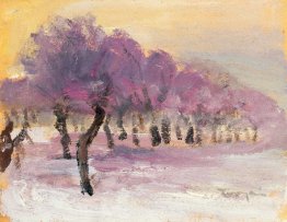 Winter Landscape with Violet Lights