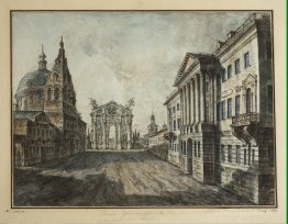 Tverskaya Street and Triumphal Arch in the Strastnaya Square