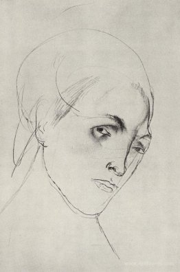 Sketch of a woman's head to the picture Mother