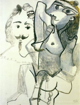 Female nude with man's head