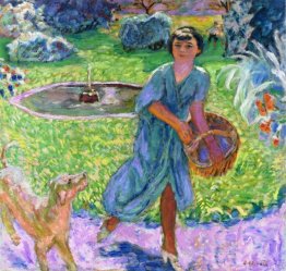 Girl Playing with a Dog (Vivette Terrasse)