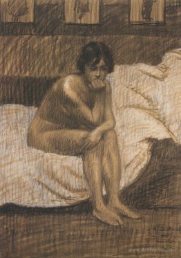 Nude woman sitting on the bed