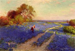 Bluebonnet Scene with a Girl