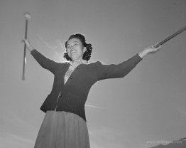 Baton practice at the Manzanar War Relocation Center