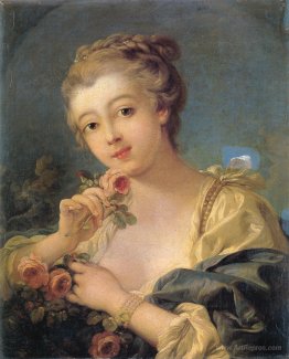 Young Woman with a Bouquet of Roses