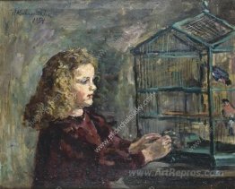 A girl with a bird