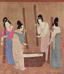 Women preparing silk (after Zhang Xuan)