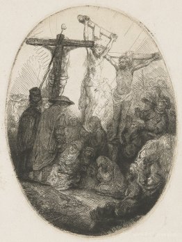 Christ crucified between the two thieves an oval plate