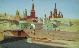 View of the Moskvoretsky Bridge, the Kremlin and the Pokrovsky C