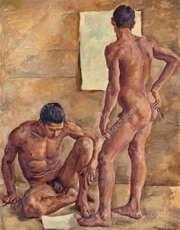 Students in the studio (nude)