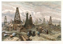 The Petroleum Oil Wells at Baku, on the Caspian