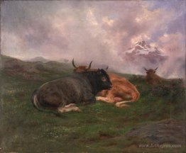 Cattle at Rest on a Hillside in the Alps 1885