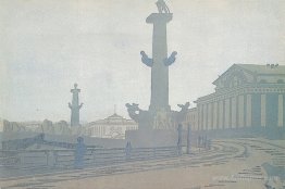 Petersburg. Rostral column and Exchange.