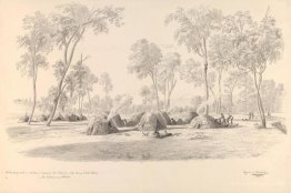 Winter encampments in wurlies of divisions of the tribes from La