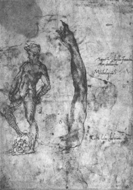 Study for an arm of the marble David and the figure of the bronz