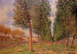 The Poplar Avenue at Moret, Cloudy Day, Morning