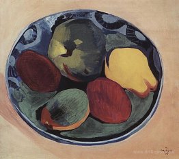 Fruits on the blue plate