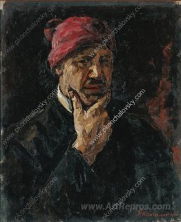 Self-portrait (in red cap)