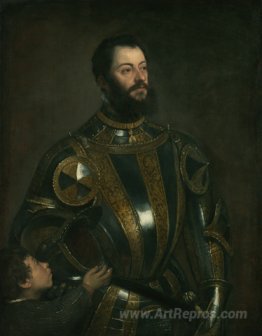 Portrait of Alfonso d`Avalos , in Armor with a Page