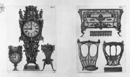 Two clocks and a chair Two sides of the sedan, and a chest