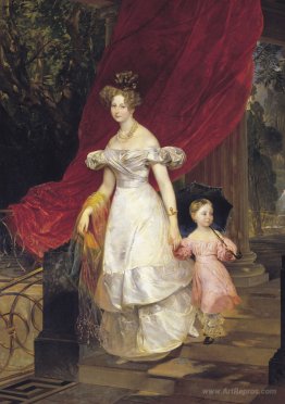 Portrait of Grand Duchess Elena Pavlovna and Her Daughter Maria