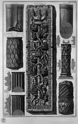 Drums of columns and bas-relief of Roman Villas