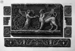 Two ornamental marble friezes and six fragments (Aldobrandini an