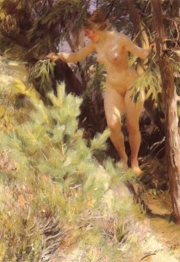 Nude under a fir