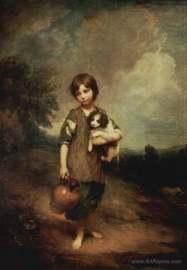 A peasant girl with dog and jug