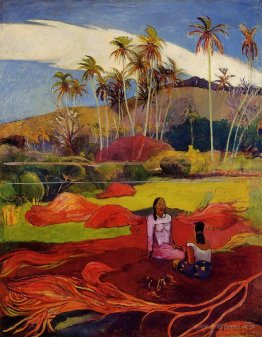 Tahitian women under the palms