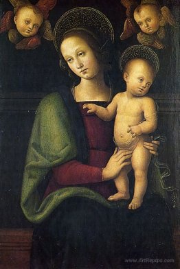 Madonna and Child with two cherubs