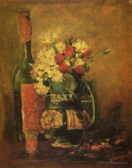 Vase with Carnations and Bottle