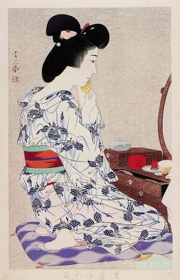 In a Light Summer Kimono with Irises