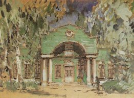 The Larin`s Garden. Sketch of set for P. Tchaikovsky`s opera