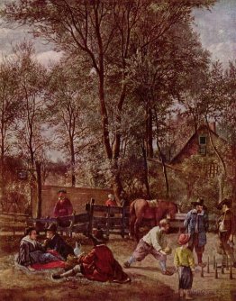 Skittle Players outside an Inn