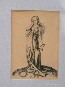 Engraving on copper of a Foolish Virgin