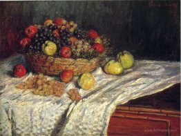 Fruit Basket with Apples and Grapes