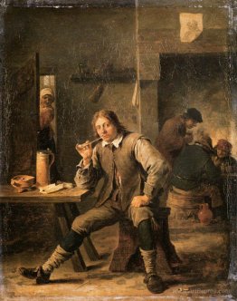 A Smoker Leaning on a Table