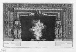 Fireplace: on each side two standing figures, a naked and draped