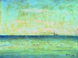 Landscape with seagulls