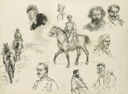 A Russian Cavalry Officer (recto) and Other Sketches of Various