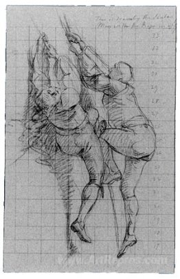 Study for The Siege of Gibraltar, Figures Scaling Floating Batte