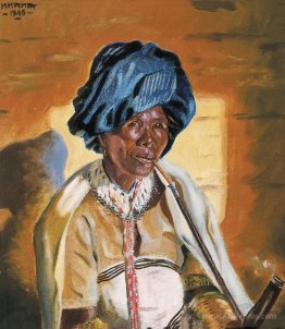 Xhosa woman smoking a pipe