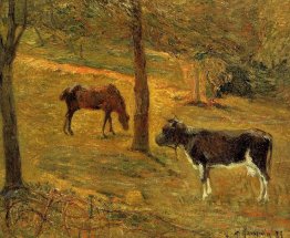 Horse and Cow in a Meadow