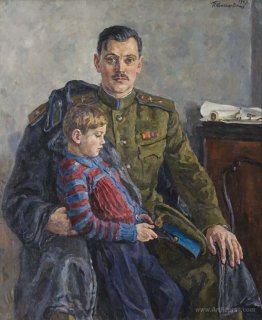 Portrait of Sergei Vladimirovich Mikhalkov with his son