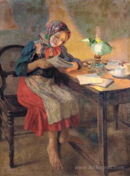 Reading by the Lamp (Schoolgirl)