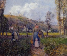 Peasant Woman and Child Harvesting the Fields, Pontoise