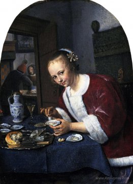 Girl eating oysters