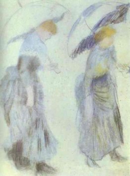 Two Women with Umbrellas