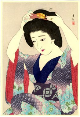 Maiko Preparing Coiffure